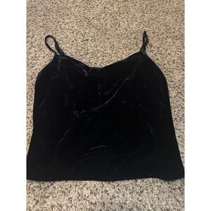 Banana Republic Sleeveless Velvet Cami Top Dark Blue Tank Sweetheart Neck